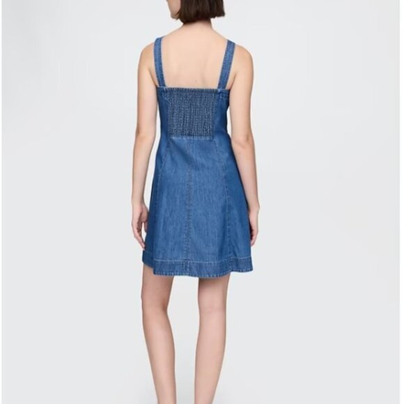 NEW Gap Denim Mini Dress, Medium Wash, M Tall - Picture 2 of 5